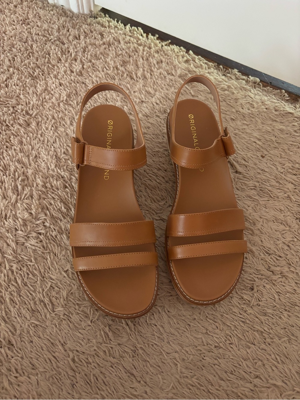 Cole Haan Cognac Leather Double-Strap Slingback Sandals